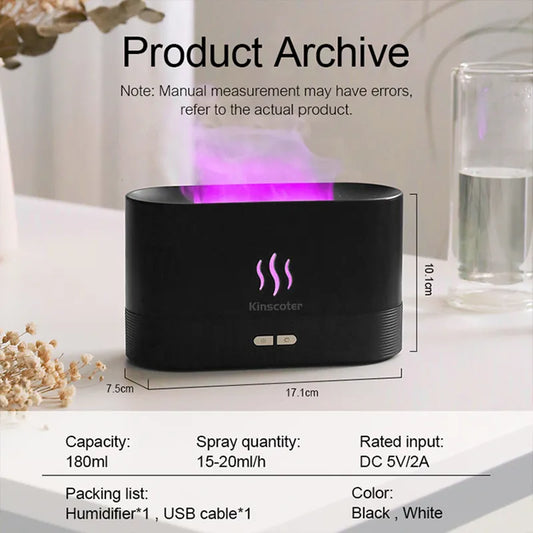 Aroma Diffuser Air Humidifier With Essential Oil Colored Flame