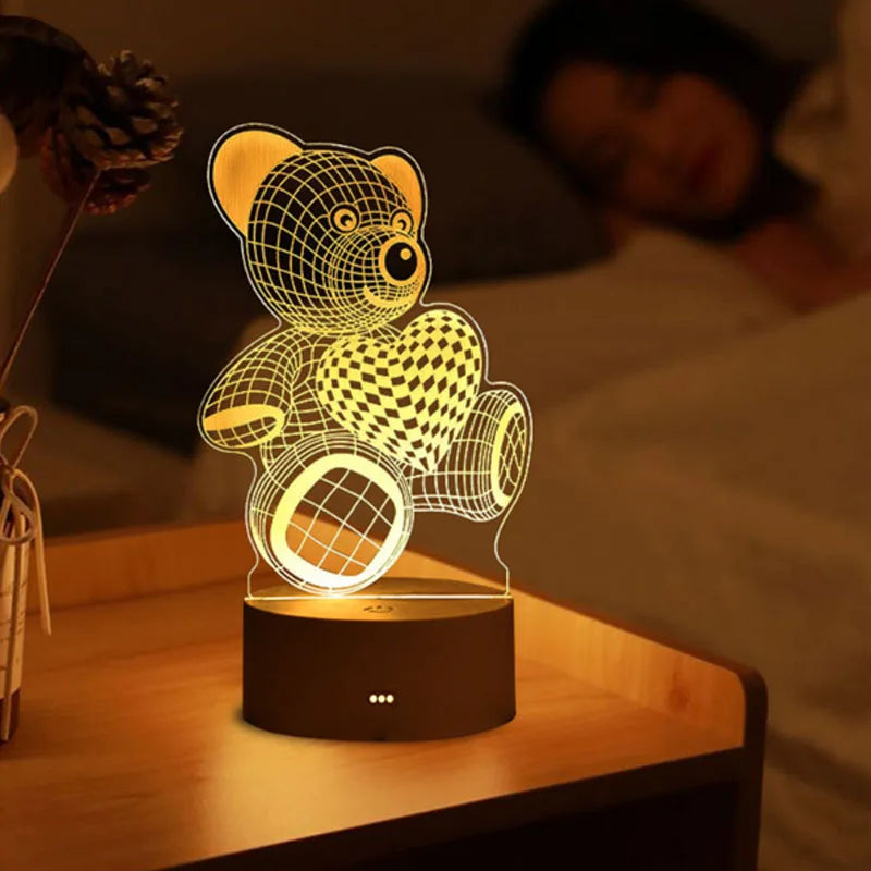 3D Acrylic LED Teddy Bear Lamp